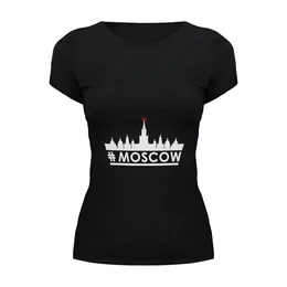 Заказать женскую футболку в Москве. Футболка базовая #MOSCOW.  от muzaka101 - готовые дизайны и нанесение принтов.
