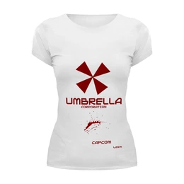 Заказать женскую футболку в Москве. Футболка базовая Resident Evil: Umbrella Corporation от game-fan - готовые дизайны и нанесение принтов.