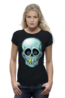 Заказать женскую футболку в Москве. Футболка базовая Skull Art от Leichenwagen - готовые дизайны и нанесение принтов.