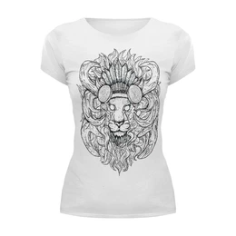 Заказать женскую футболку в Москве. Футболка базовая Lion! от nch_natka_krasilova - готовые дизайны и нанесение принтов.