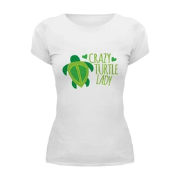 Заказать женскую футболку в Москве. Футболка базовая turtle lady от cherdantcev - готовые дизайны и нанесение принтов.