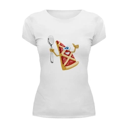 Заказать женскую футболку в Москве. Футболка базовая Пицца от THE_NISE  - готовые дизайны и нанесение принтов.