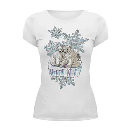 Заказать женскую футболку в Москве. Футболка базовая белый медведь от krolya_spb@mail.ru - готовые дизайны и нанесение принтов.