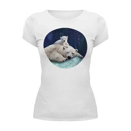 Заказать женскую футболку в Москве. Футболка базовая Белые медведи от printik - готовые дизайны и нанесение принтов.