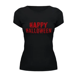 Заказать женскую футболку в Москве. Футболка базовая Happy Halloween от CoolDesign - готовые дизайны и нанесение принтов.