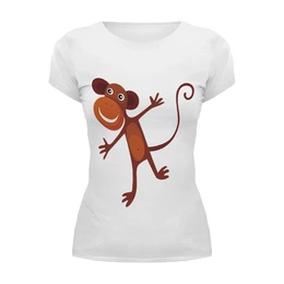 Заказать женскую футболку в Москве. Футболка базовая Веселая обезьяна от denis01001 - готовые дизайны и нанесение принтов.