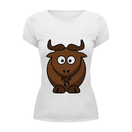 Заказать женскую футболку в Москве. Футболка базовая коричневый бык от EDJEY  - готовые дизайны и нанесение принтов.