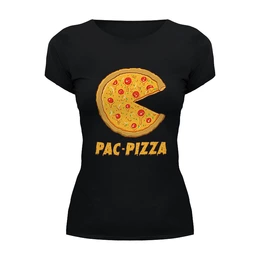 Заказать женскую футболку в Москве. Футболка базовая Пак-Пицца от printik - готовые дизайны и нанесение принтов.