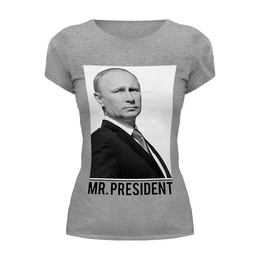 Заказать женскую футболку в Москве. Футболка базовая Путин от dizer - готовые дизайны и нанесение принтов.
