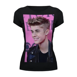 Заказать женскую футболку в Москве. Футболка базовая Justin Bieber от Vladec11 - готовые дизайны и нанесение принтов.