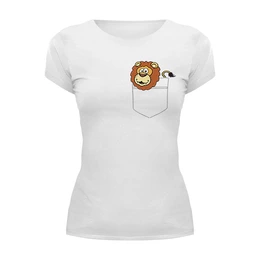 Заказать женскую футболку в Москве. Футболка базовая Лев (Lion) от trugift - готовые дизайны и нанесение принтов.