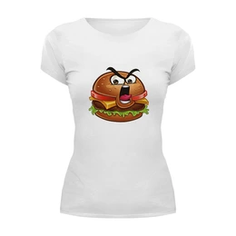 Заказать женскую футболку в Москве. Футболка базовая Гамбургер от THE_NISE  - готовые дизайны и нанесение принтов.