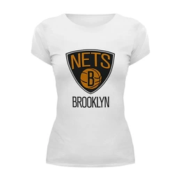 Заказать женскую футболку в Москве. Футболка базовая Brooklyn Nets от Сергей Дульнев - готовые дизайны и нанесение принтов.