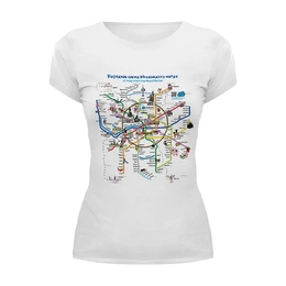 Заказать женскую футболку в Москве. Футболка базовая METRO MAP от CoolDesign - готовые дизайны и нанесение принтов.