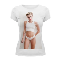 Заказать женскую футболку в Москве. Футболка базовая Miley Cyrus от Vladec11 - готовые дизайны и нанесение принтов.