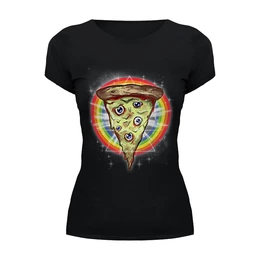Заказать женскую футболку в Москве. Футболка базовая Пицца от printik - готовые дизайны и нанесение принтов.