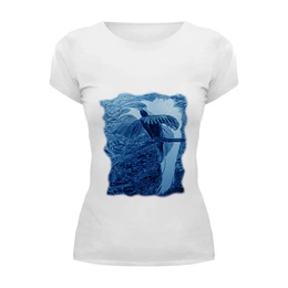 Заказать женскую футболку в Москве. Футболка базовая Синяя птица от veatim@yandex.ru - готовые дизайны и нанесение принтов.