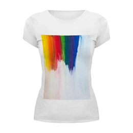 Заказать женскую футболку в Москве. Футболка базовая Rainbow от FireFoxa - готовые дизайны и нанесение принтов.