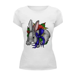 Заказать женскую футболку в Москве. Футболка базовая кролик от krolya_spb@mail.ru - готовые дизайны и нанесение принтов.