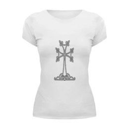 Заказать женскую футболку в Москве. Футболка базовая Армянский крест от ar_lev - готовые дизайны и нанесение принтов.