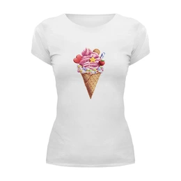 Заказать женскую футболку в Москве. Футболка базовая Мороженое в рожке от tigerda  - готовые дизайны и нанесение принтов.