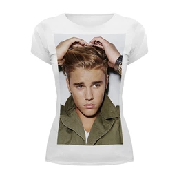 Заказать женскую футболку в Москве. Футболка базовая Justin Bieber от Vladec11 - готовые дизайны и нанесение принтов.