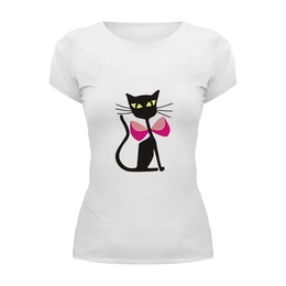 Заказать женскую футболку в Москве. Футболка базовая кошка cat от nikol - готовые дизайны и нанесение принтов.