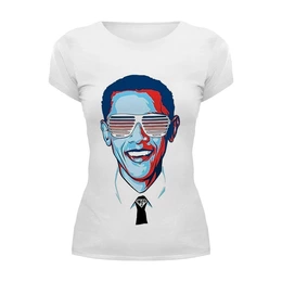 Заказать женскую футболку в Москве. Футболка базовая Барак Обама от Vinli.shop  - готовые дизайны и нанесение принтов.