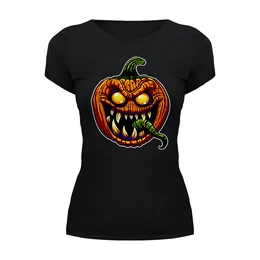 Заказать женскую футболку в Москве. Футболка базовая HALLOWEEN Pumpkin от balden - готовые дизайны и нанесение принтов.