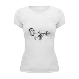 Заказать женскую футболку в Москве. Футболка базовая Луи Армстронг от Виктор Гришин - готовые дизайны и нанесение принтов.