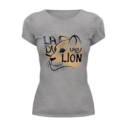 Заказать женскую футболку в Москве. Футболка базовая LADY LION от ELENA ZHARINOVA - готовые дизайны и нанесение принтов.
