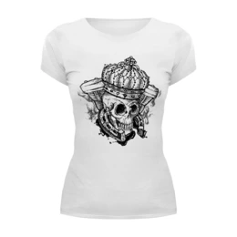 Заказать женскую футболку в Москве. Футболка базовая Skull_crown style от lockinloadeadly - готовые дизайны и нанесение принтов.