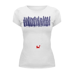 Заказать женскую футболку в Москве. Футболка базовая Лиса в лесу от printik - готовые дизайны и нанесение принтов.