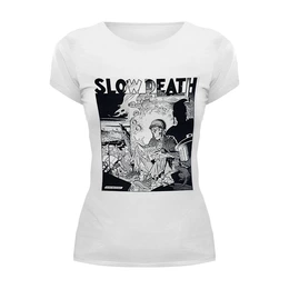 Заказать женскую футболку в Москве. Футболка базовая SLOW DEATH T-shirt от BigBrother - готовые дизайны и нанесение принтов.