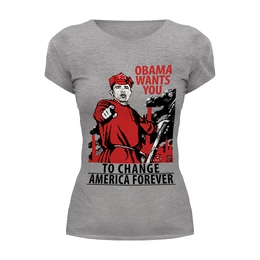 Заказать женскую футболку в Москве. Футболка базовая Obama Red Army от Leichenwagen - готовые дизайны и нанесение принтов.