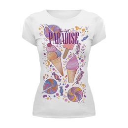Заказать женскую футболку в Москве. Футболка базовая Sweet Paradise от Алиса Арифулина - готовые дизайны и нанесение принтов.