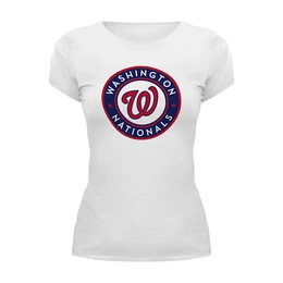 Заказать женскую футболку в Москве. Футболка базовая Washington Nationals от dobryidesign - готовые дизайны и нанесение принтов.