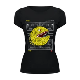 Заказать женскую футболку в Москве. Футболка базовая Pac-Man от printik - готовые дизайны и нанесение принтов.