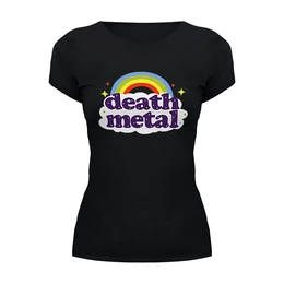 Заказать женскую футболку в Москве. Футболка базовая Rainbow death metal от cherdantcev - готовые дизайны и нанесение принтов.