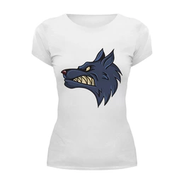 Заказать женскую футболку в Москве. Футболка базовая Angry Wolf от Polilog - готовые дизайны и нанесение принтов.