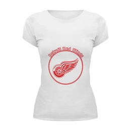 Заказать женскую футболку в Москве. Футболка базовая Detroit Red Wings от kspsshop - готовые дизайны и нанесение принтов.