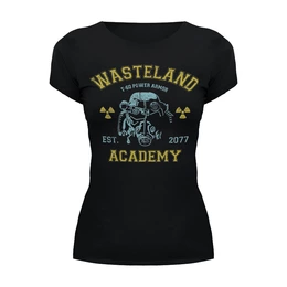 Заказать женскую футболку в Москве. Футболка базовая Fallout. Wasteland Academy от geekbox - готовые дизайны и нанесение принтов.