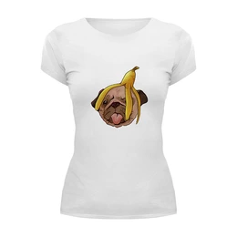 Заказать женскую футболку в Москве. Футболка базовая Мопс и банановая кожура от 4erta - готовые дизайны и нанесение принтов.