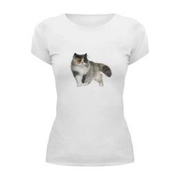 Заказать женскую футболку в Москве. Футболка базовая котенок от THE_NISE  - готовые дизайны и нанесение принтов.
