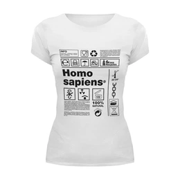Заказать женскую футболку в Москве. Футболка базовая Homo Sapiens от Djimas Leonki - готовые дизайны и нанесение принтов.