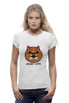Заказать женскую футболку в Москве. Футболка базовая Angry Cats от Виктор Гришин - готовые дизайны и нанесение принтов.