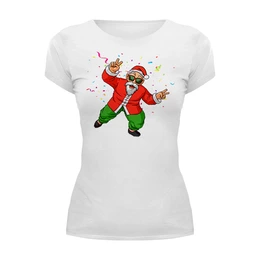Заказать женскую футболку в Москве. Футболка базовая Master Roshi Santa от balden - готовые дизайны и нанесение принтов.
