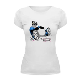 Заказать женскую футболку в Москве. Футболка базовая Смешная панда от T-shirt print  - готовые дизайны и нанесение принтов.