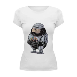 Заказать женскую футболку в Москве. Футболка базовая Fat Robocop от priceless - готовые дизайны и нанесение принтов.