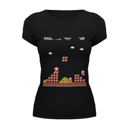 Заказать женскую футболку в Москве. Футболка базовая Супер Марио от татьяна стрелкова - готовые дизайны и нанесение принтов.
